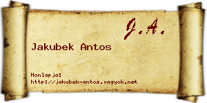 Jakubek Antos névjegykártya